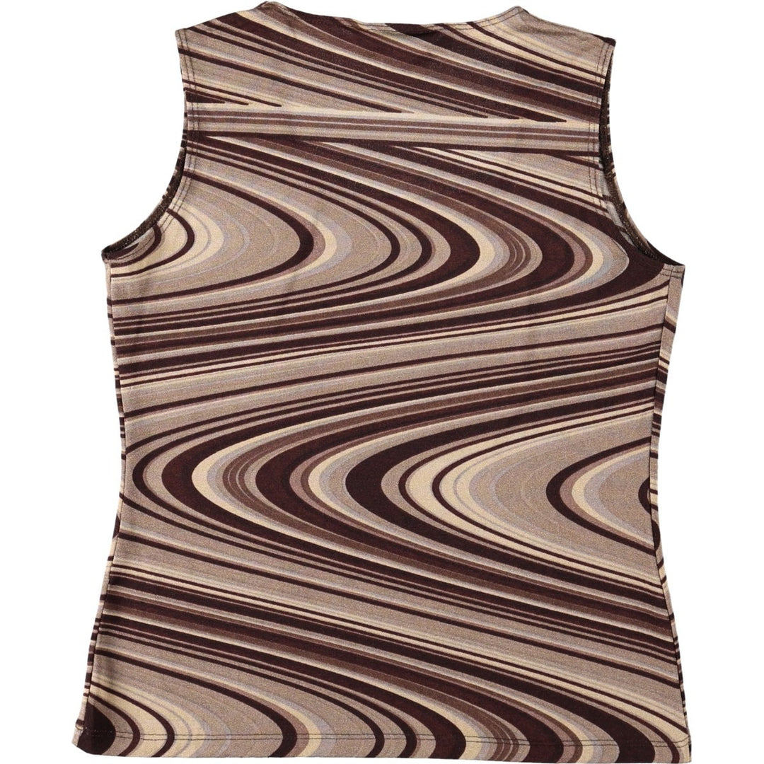 GILBERT all-over print sleeveless top, women's size S (approx.) unclear brown type Vintage Second Hand