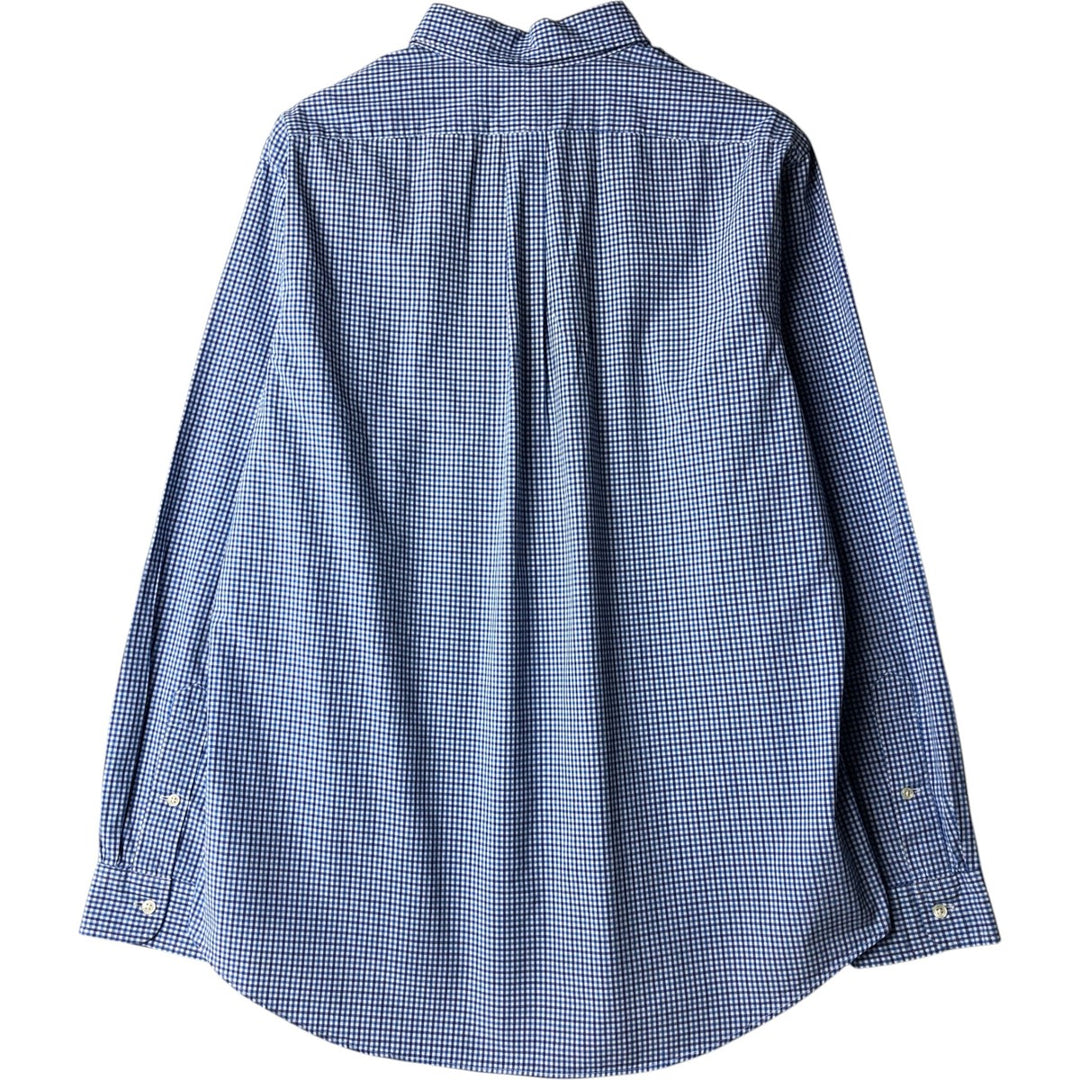 Ralph Lauren CUSTOM FIT Gingham Check Long Sleeve Button Down Check Shirt Men's XL cotton blue type Vintage Second Hand