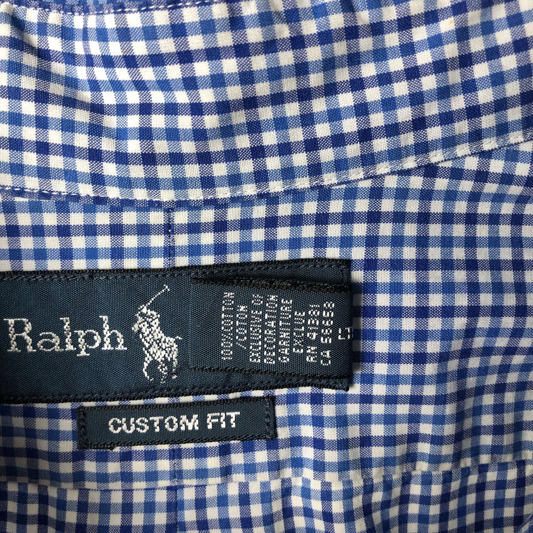 Ralph Lauren CUSTOM FIT Gingham Check Long Sleeve Button Down Check Shirt Men's XL cotton blue type Vintage Second Hand