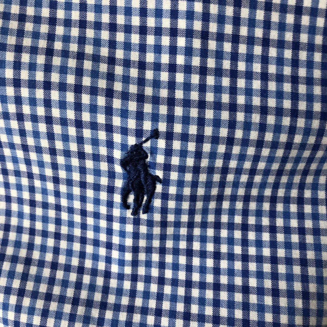 Ralph Lauren CUSTOM FIT Gingham Check Long Sleeve Button Down Check Shirt Men's XL cotton blue type Vintage Second Hand