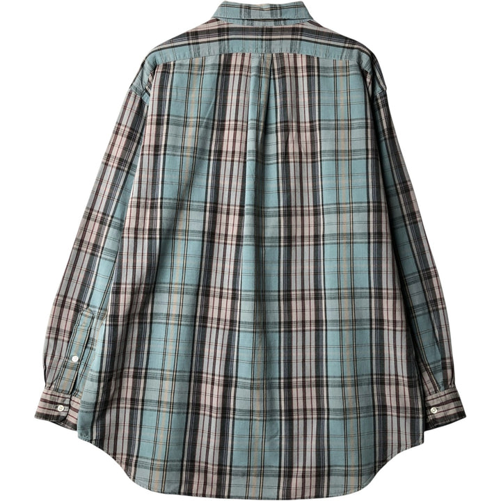 Ralph Lauren BLAKE long sleeve button down check shirt, men's XL size cotton turquoise blue Vintage Second Hand