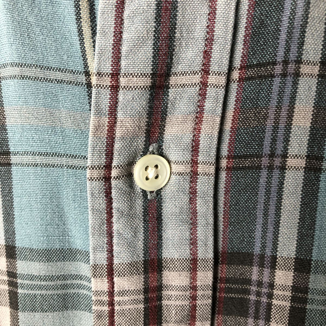 Ralph Lauren BLAKE long sleeve button down check shirt, men's XL size cotton turquoise blue Vintage Second Hand