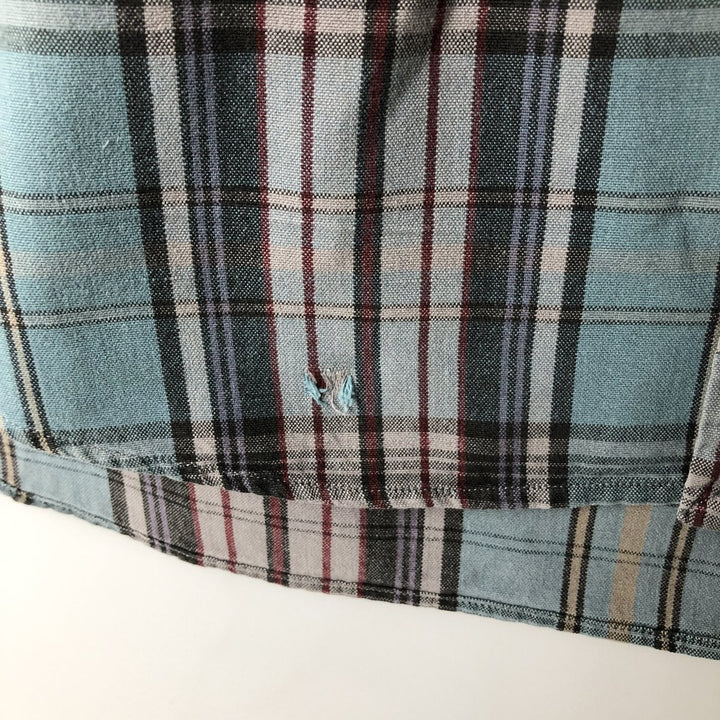 Ralph Lauren BLAKE long sleeve button down check shirt, men's XL size cotton turquoise blue Vintage Second Hand