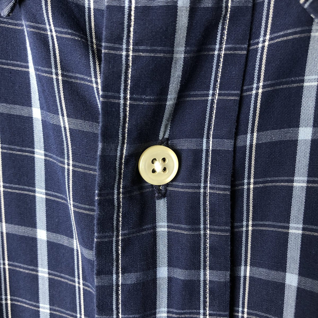 Ralph Lauren YARMOUTH Long Sleeve Button-Down Check Shirt, Men's Size L cotton navy blue type Vintage Second Hand