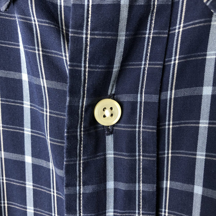 Ralph Lauren YARMOUTH Long Sleeve Button-Down Check Shirt, Men's Size L cotton navy blue type Vintage Second Hand