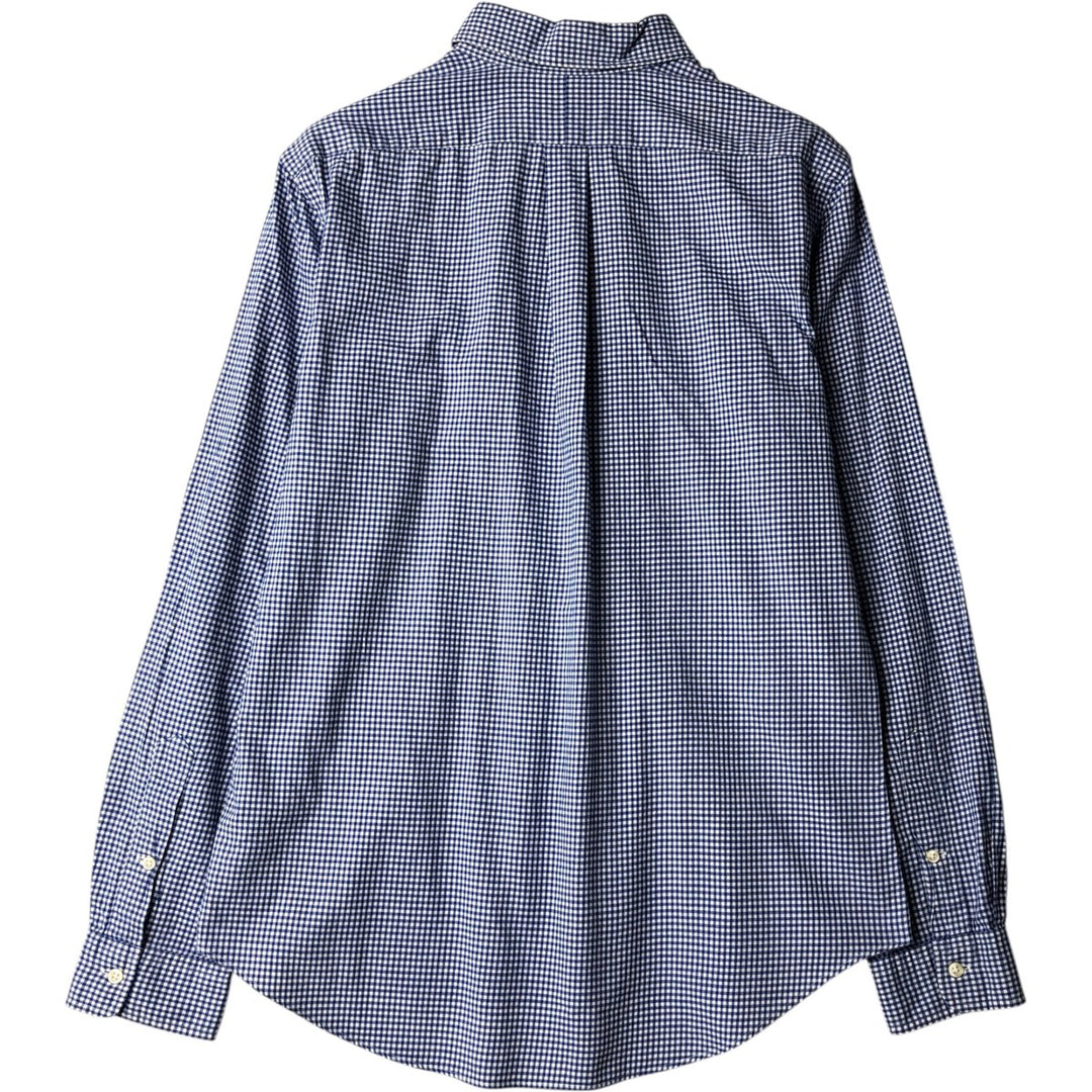 Ralph Lauren Gingham Check Long Sleeve Button-Down Check Shirt, Men's Size L cotton blue type Vintage Second Hand