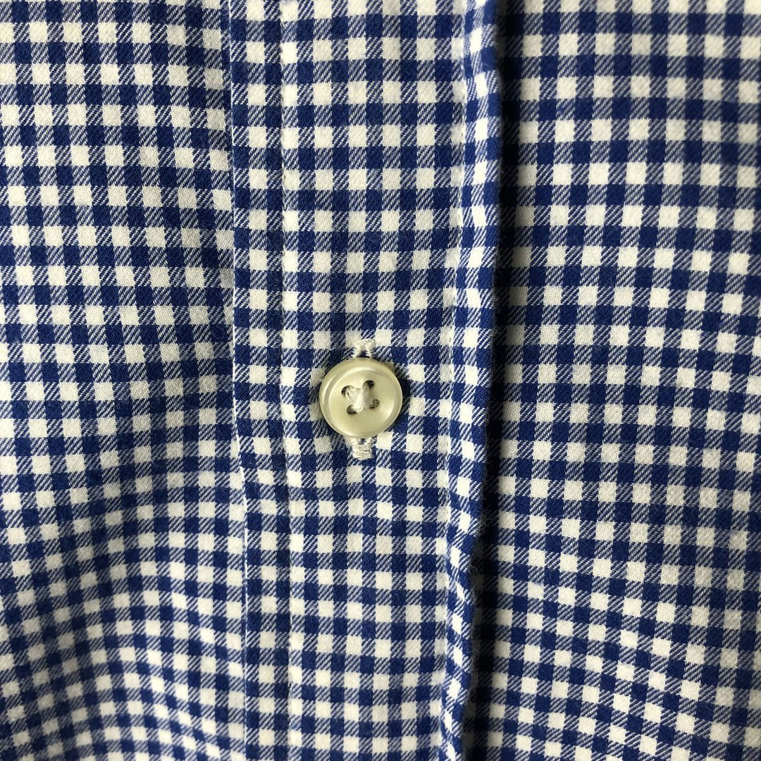 Ralph Lauren Gingham Check Long Sleeve Button-Down Check Shirt, Men's Size L cotton blue type Vintage Second Hand