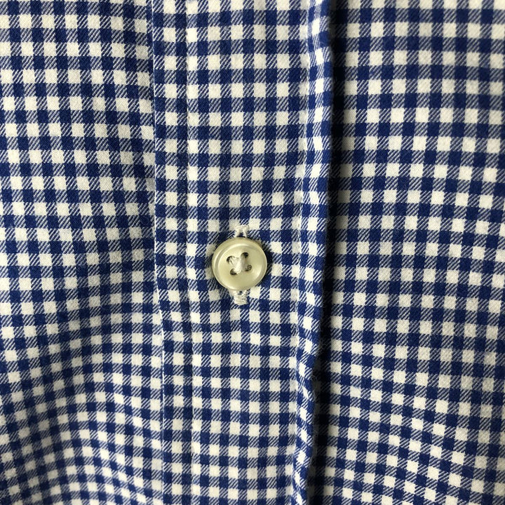 Ralph Lauren Gingham Check Long Sleeve Button-Down Check Shirt, Men's Size L cotton blue type Vintage Second Hand