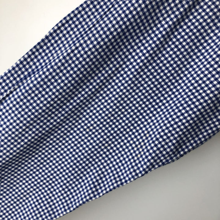 Ralph Lauren Gingham Check Long Sleeve Button-Down Check Shirt, Men's Size L cotton blue type Vintage Second Hand
