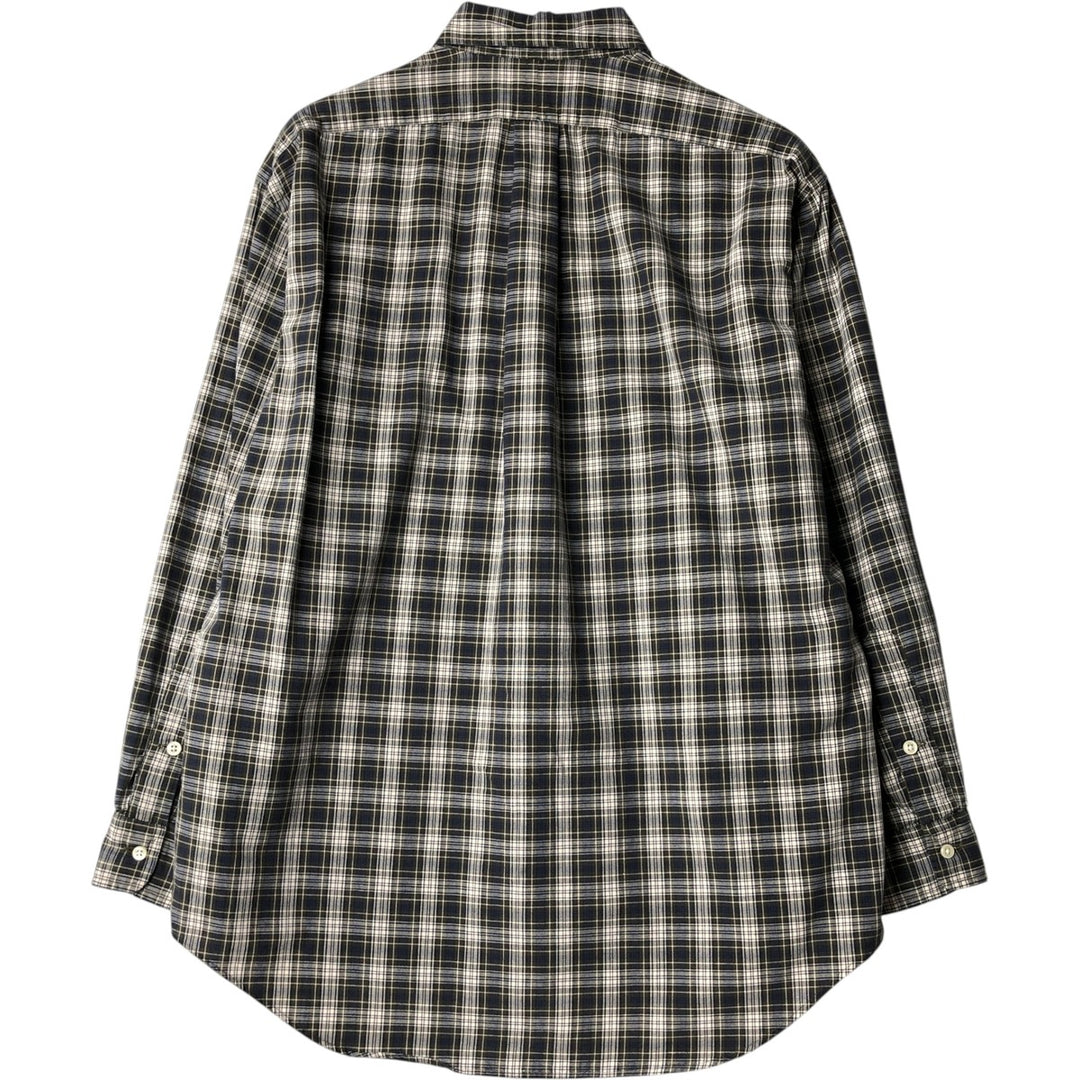 Ralph Lauren BLAIRE long sleeve button down check shirt, men's size M cotton Khaki type Vintage Second Hand