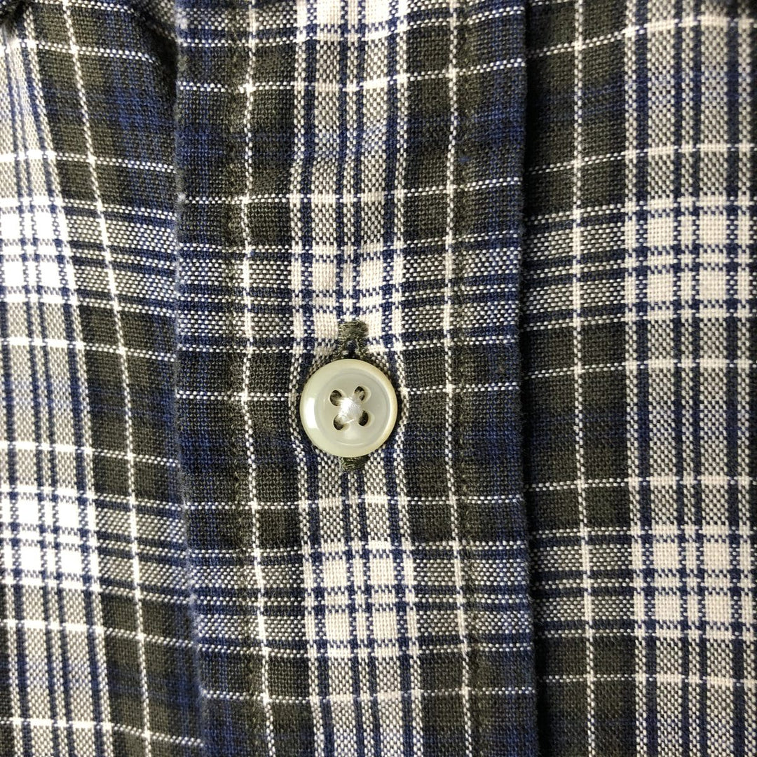 Ralph Lauren BLAIRE long sleeve button down check shirt, men's size M cotton Khaki type Vintage Second Hand