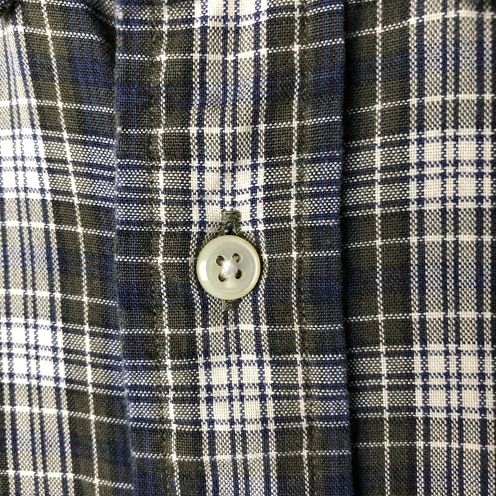 Ralph Lauren BLAIRE long sleeve button down check shirt, men's size M cotton Khaki type Vintage Second Hand