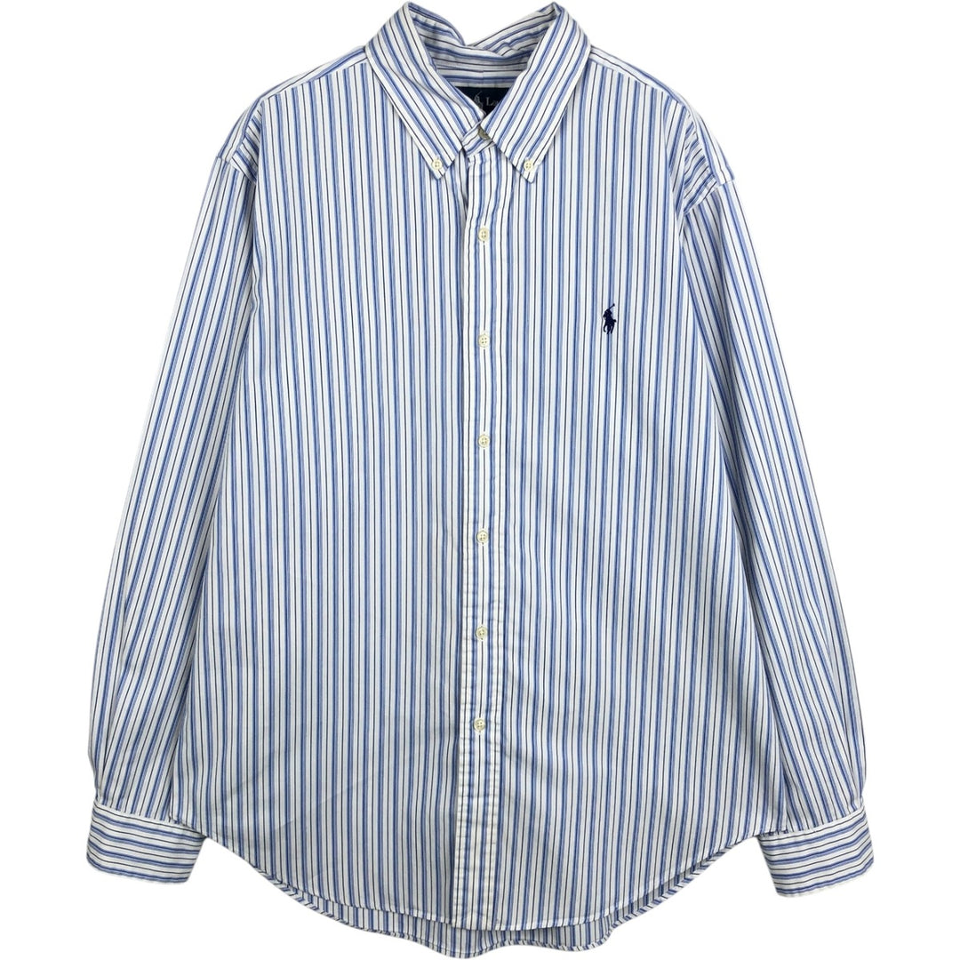 Ralph Lauren Classic Fit Long Sleeve Button Down Striped Shirt Men's Size L cotton white type Vintage Second Hand