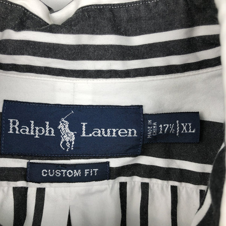 Ralph Lauren CUSTOM FIT Check Pattern Long Sleeve Button-Down Stripe Shirt, Men's Size XL (approx.) cotton white type Vintage Second Hand