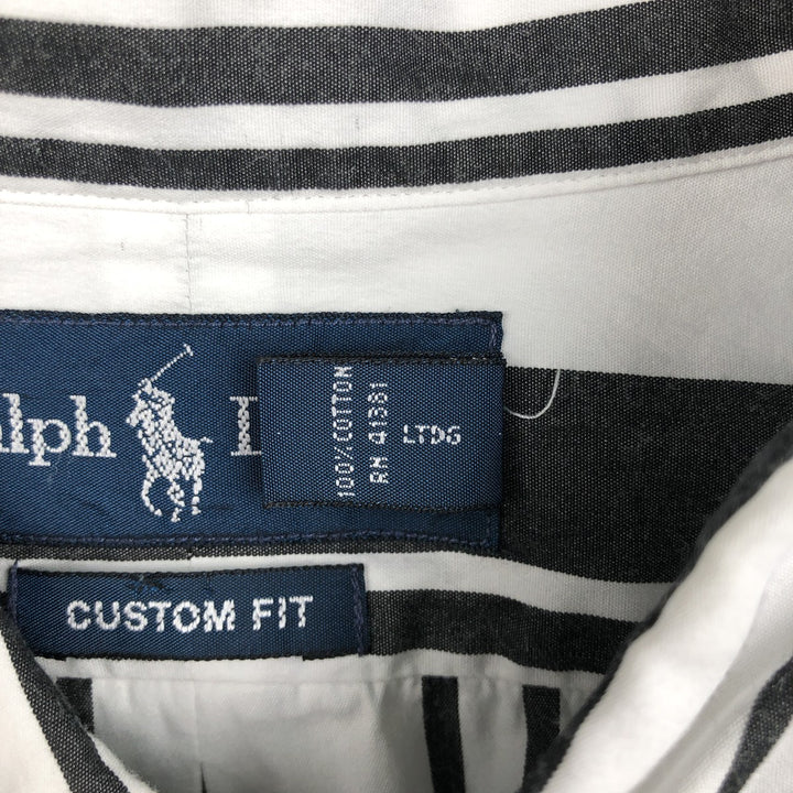Ralph Lauren CUSTOM FIT Check Pattern Long Sleeve Button-Down Stripe Shirt, Men's Size XL (approx.) cotton white type Vintage Second Hand