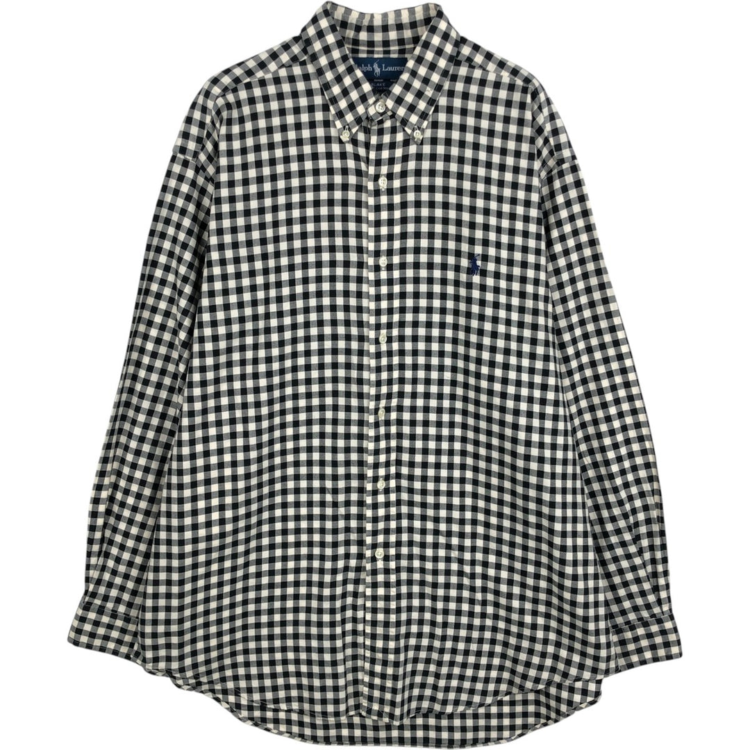 Ralph Lauren BLAKE Checkerboard Long-Sleeve Button-Down Check Shirt, Men's Size L (approx.) cotton white type Vintage Second Hand
