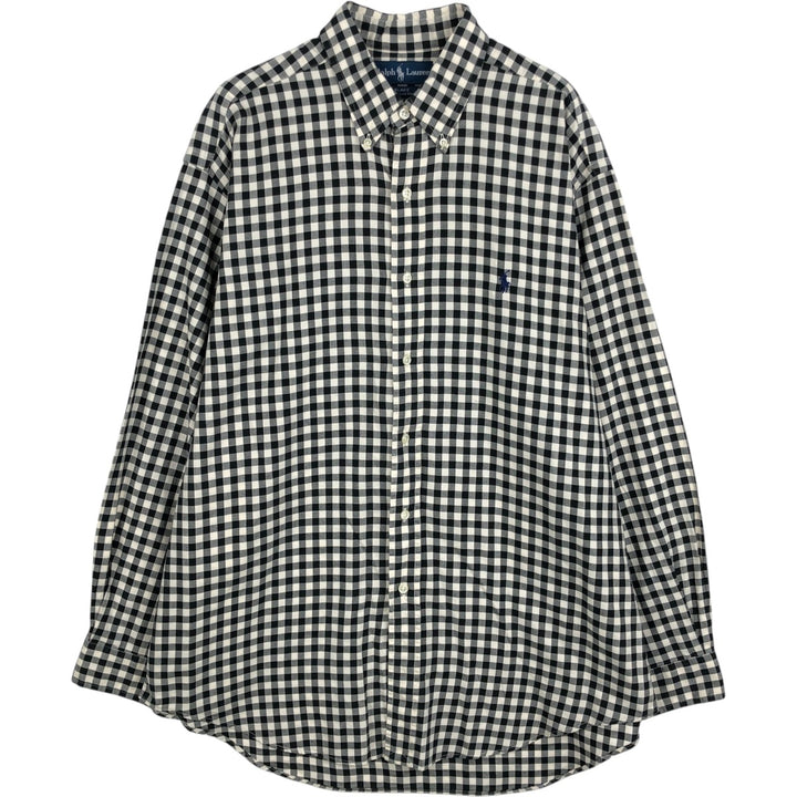 Ralph Lauren BLAKE Checkerboard Long-Sleeve Button-Down Check Shirt, Men's Size L (approx.) cotton white type Vintage Second Hand