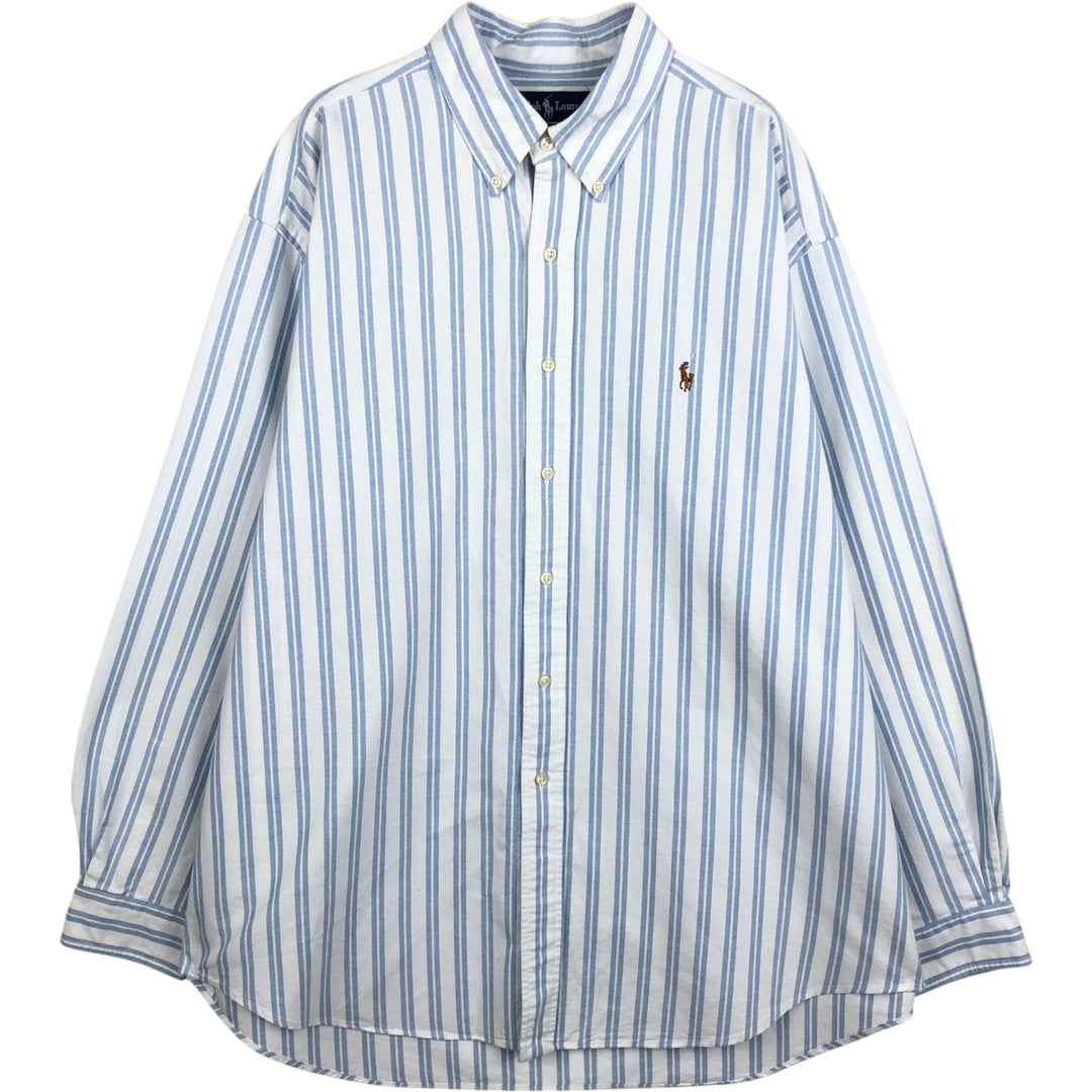 Ralph Lauren BLAKE long sleeve button-down striped shirt, men's size XL cotton Blue type light blue Vintage Second Hand