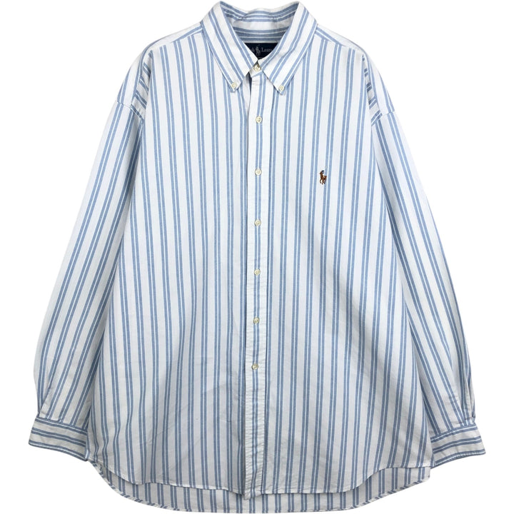 Ralph Lauren BLAKE long sleeve button-down striped shirt, men's size XL cotton Blue type light blue Vintage Second Hand
