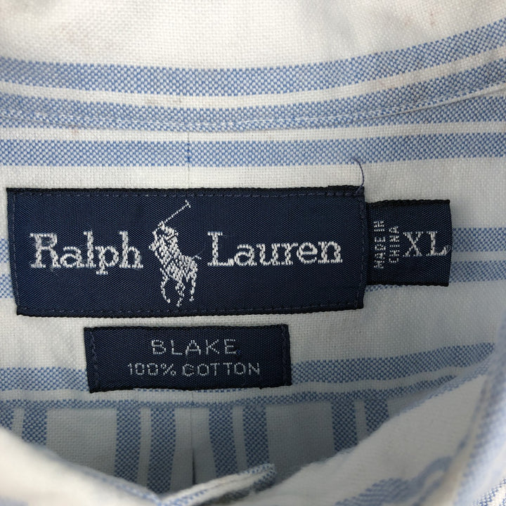 Ralph Lauren BLAKE long sleeve button-down striped shirt, men's size XL cotton Blue type light blue Vintage Second Hand