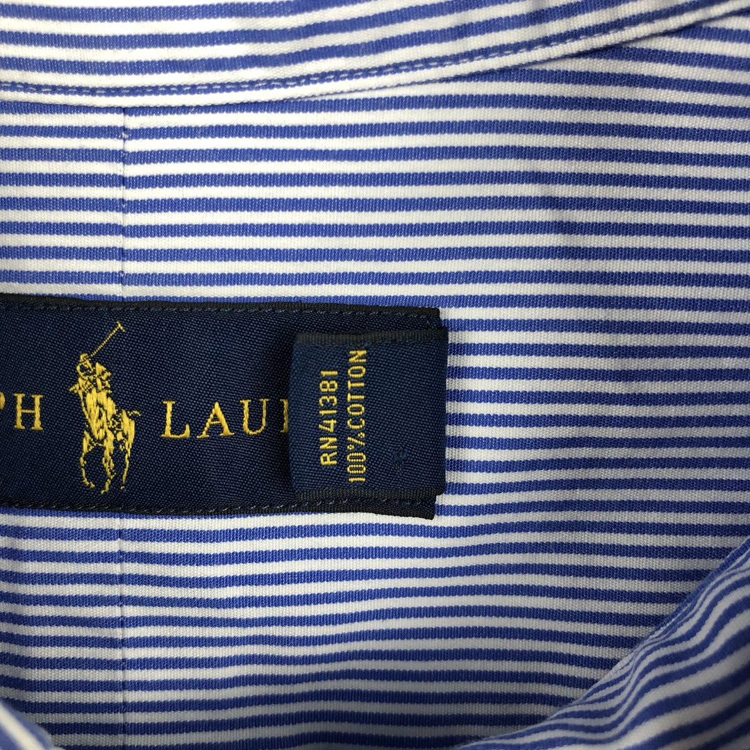 Ralph Lauren long-sleeved button-down striped shirt, men's size XL (approx.) cotton blue type Vintage Second Hand