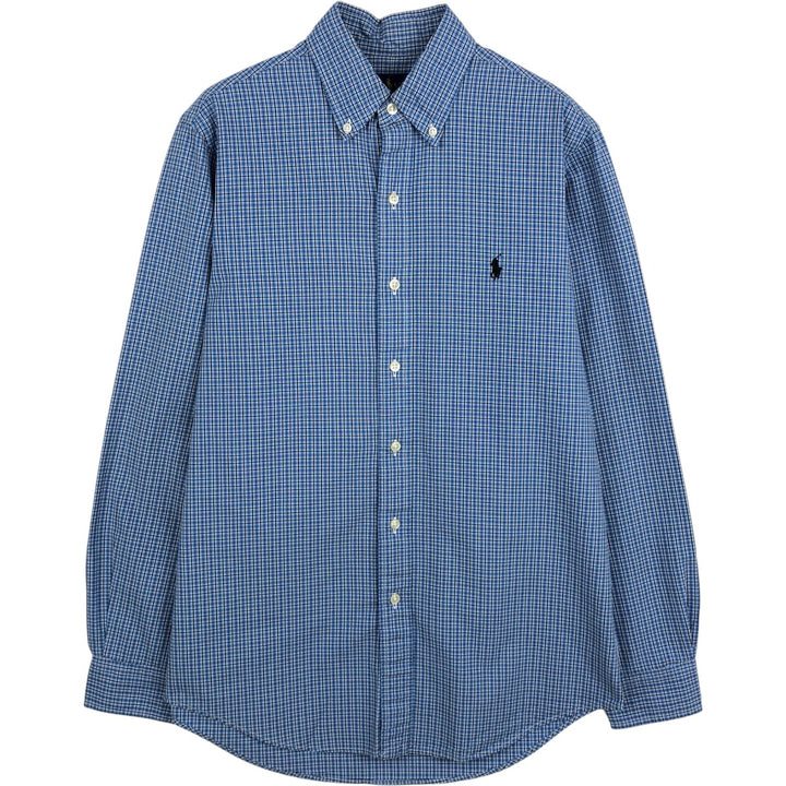 Ralph Lauren Classic Fit Long Sleeve Button-Down Check Shirt, Men's Size Small cotton Blue type light blue Vintage Second Hand