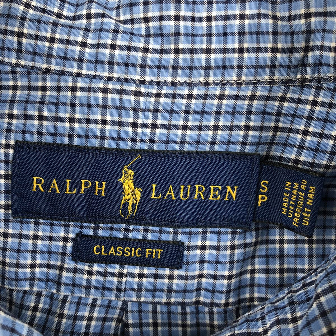 Ralph Lauren Classic Fit Long Sleeve Button-Down Check Shirt, Men's Size Small cotton Blue type light blue Vintage Second Hand