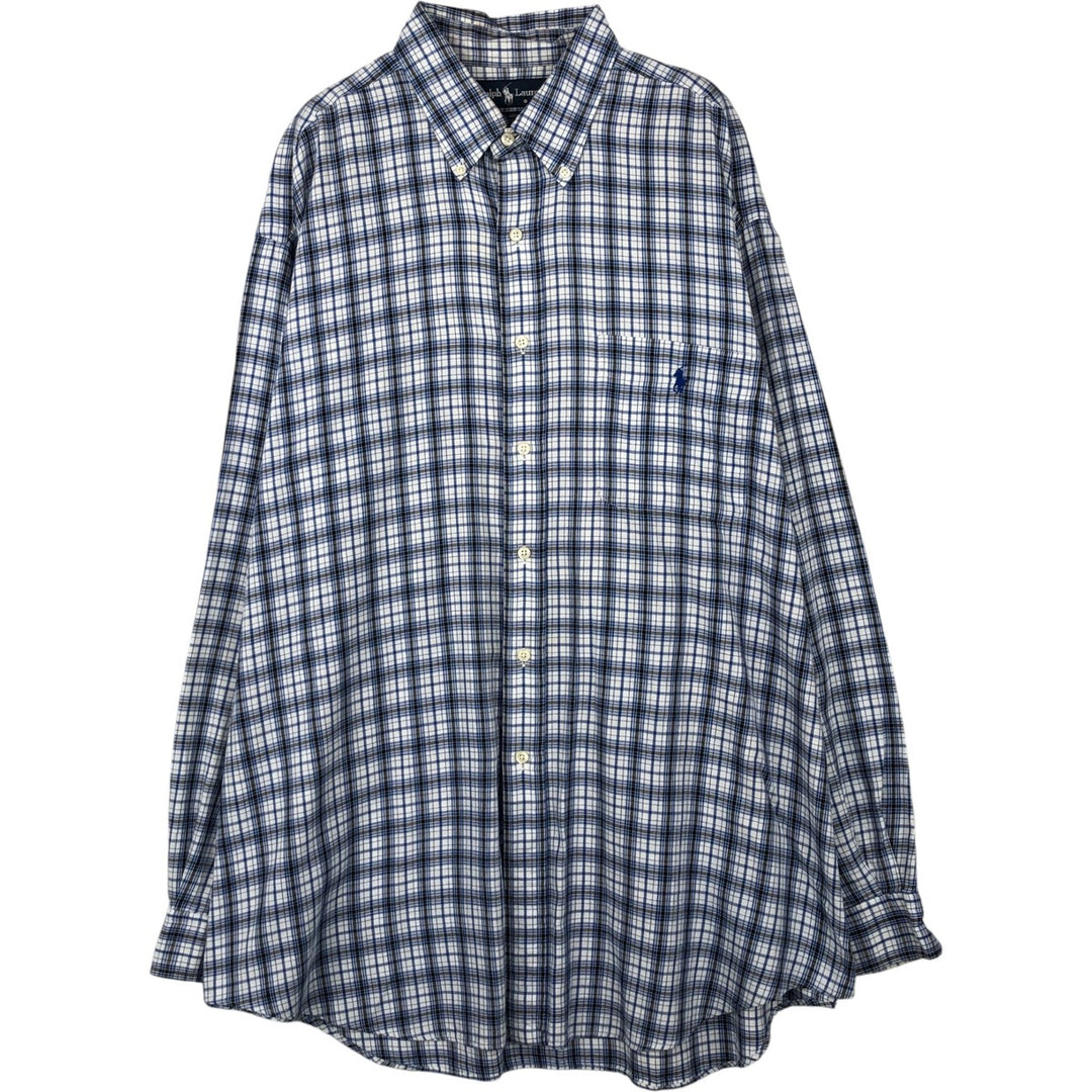 Ralph Lauren BLAIRE long sleeve button down check shirt, men's XL size cotton blue type Vintage Second Hand