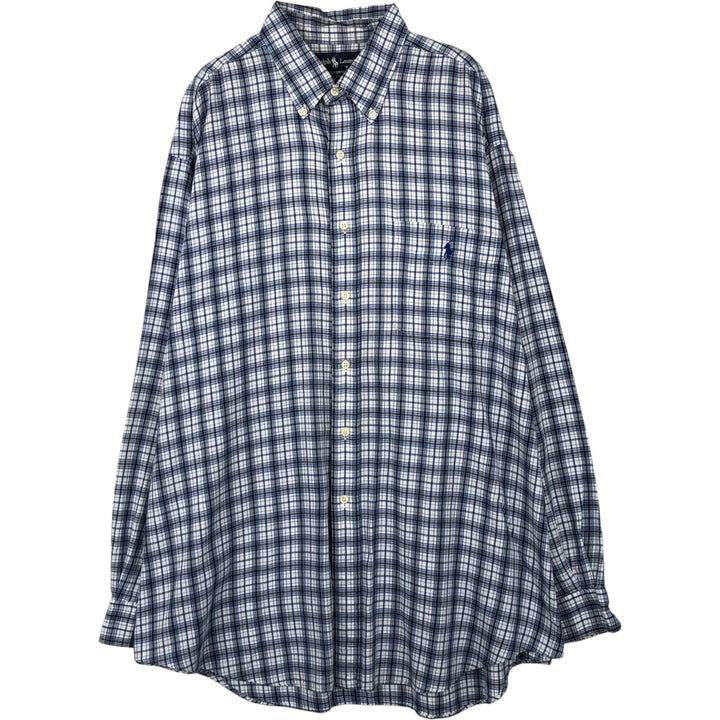 Ralph Lauren BLAIRE long sleeve button down check shirt, men's XL size cotton blue type Vintage Second Hand