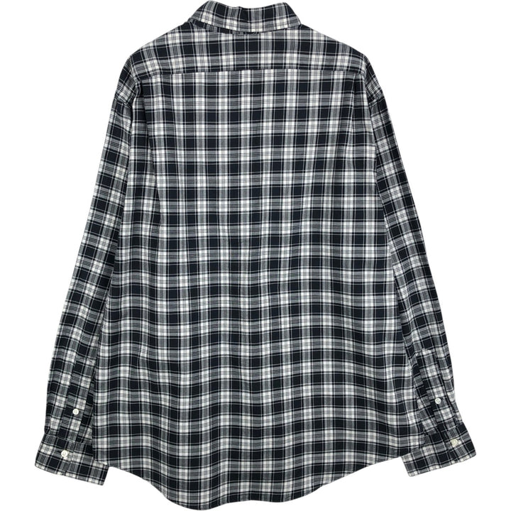 Ralph Lauren POLO RALPH LAUREN Wide Collar Long Sleeve Cotton Check Shirt, Men's Size XL (approx.) cotton black type Vintage Second Hand
