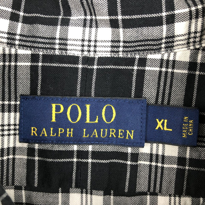 Ralph Lauren POLO RALPH LAUREN Wide Collar Long Sleeve Cotton Check Shirt, Men's Size XL (approx.) cotton black type Vintage Second Hand