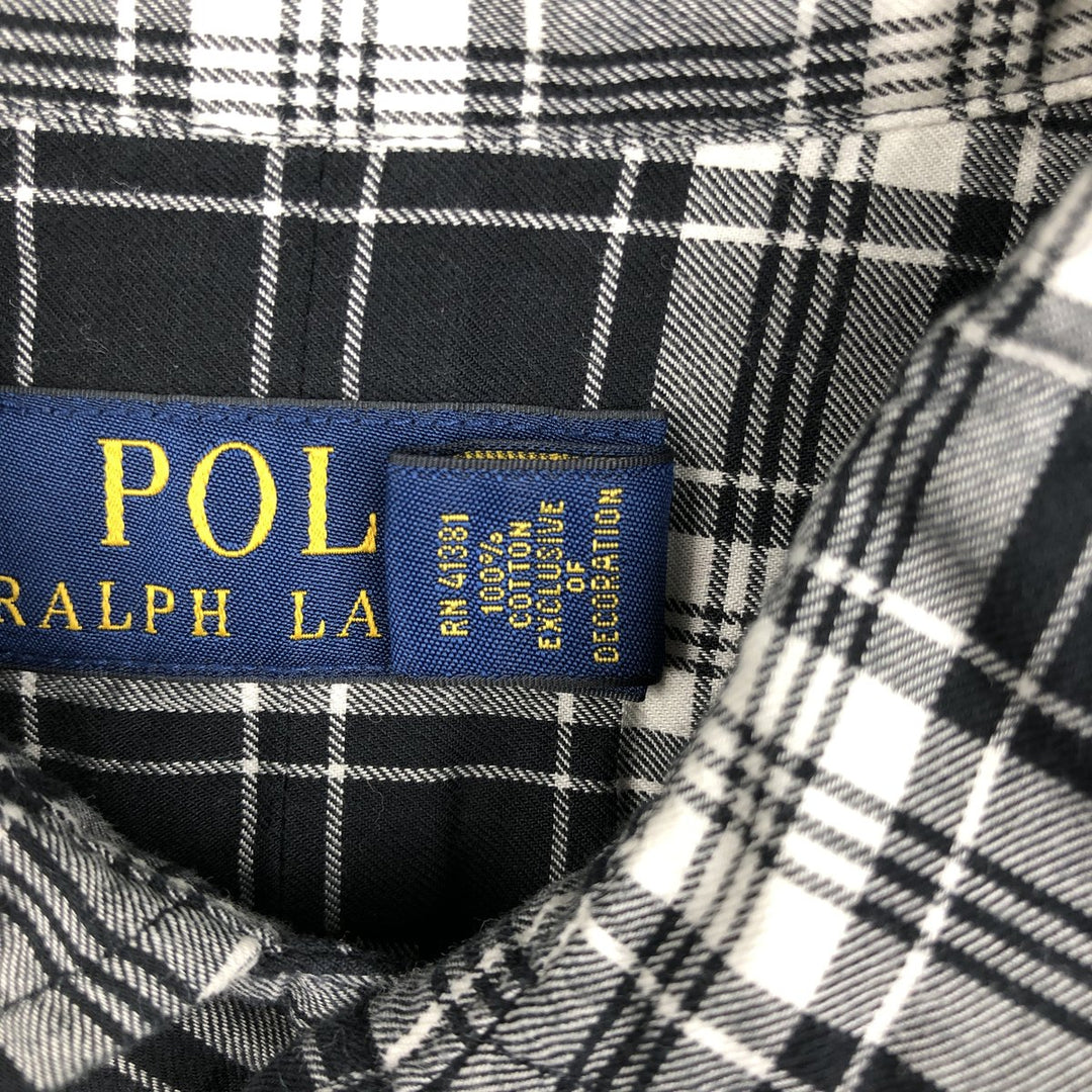 Ralph Lauren POLO RALPH LAUREN Wide Collar Long Sleeve Cotton Check Shirt, Men's Size XL (approx.) cotton black type Vintage Second Hand