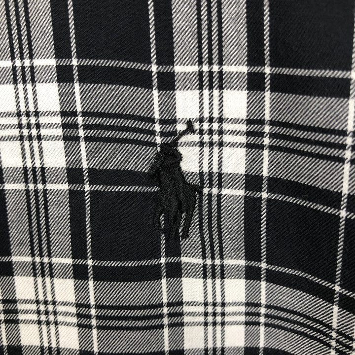 Ralph Lauren POLO RALPH LAUREN Wide Collar Long Sleeve Cotton Check Shirt, Men's Size XL (approx.) cotton black type Vintage Second Hand