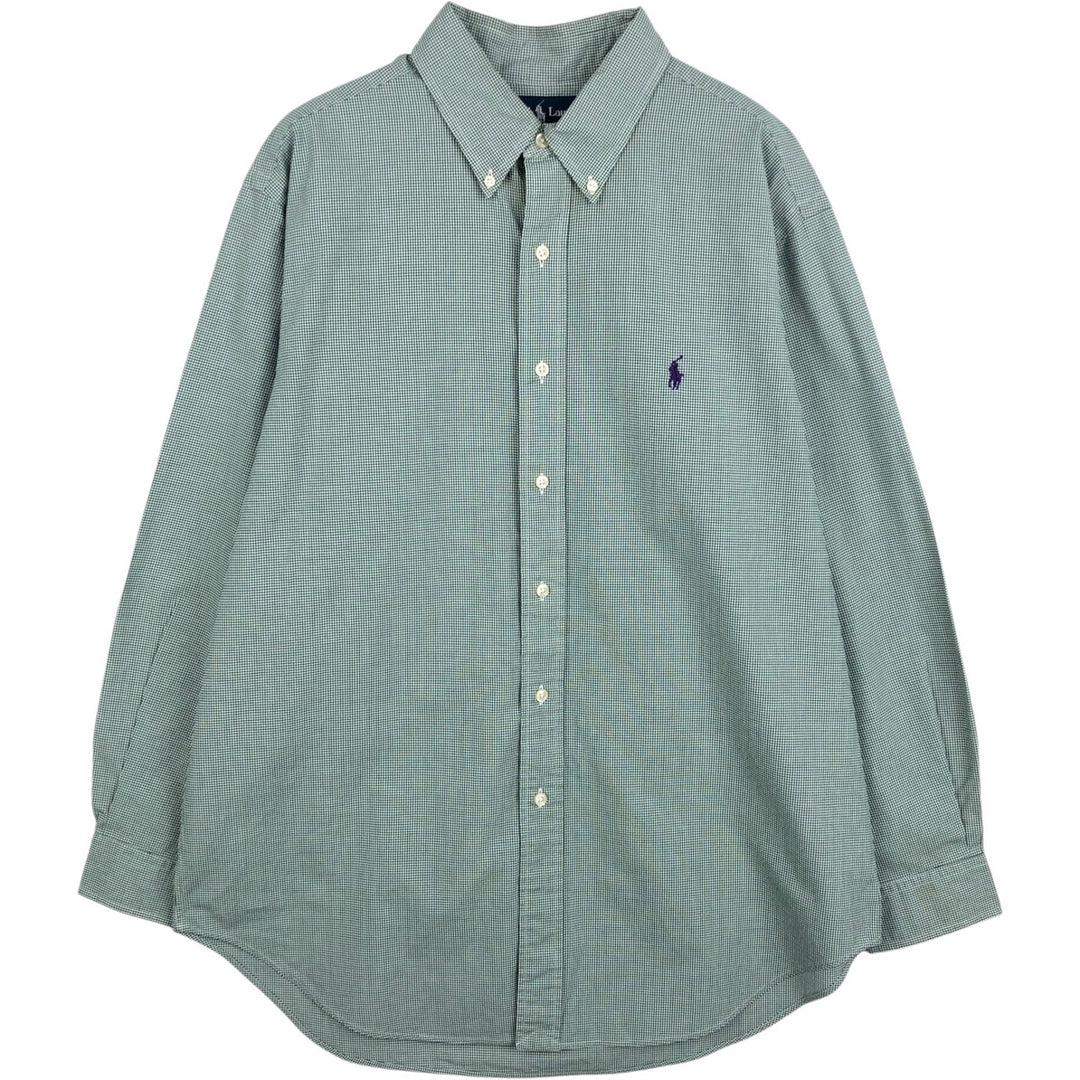Ralph Lauren Classic Fit Long Sleeve Button Down Check Shirt Men's Size L cotton green type Vintage Second Hand