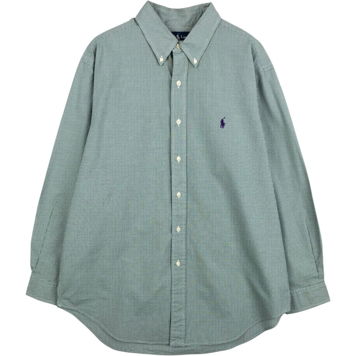 Ralph Lauren Classic Fit Long Sleeve Button Down Check Shirt Men's Size L cotton green type Vintage Second Hand