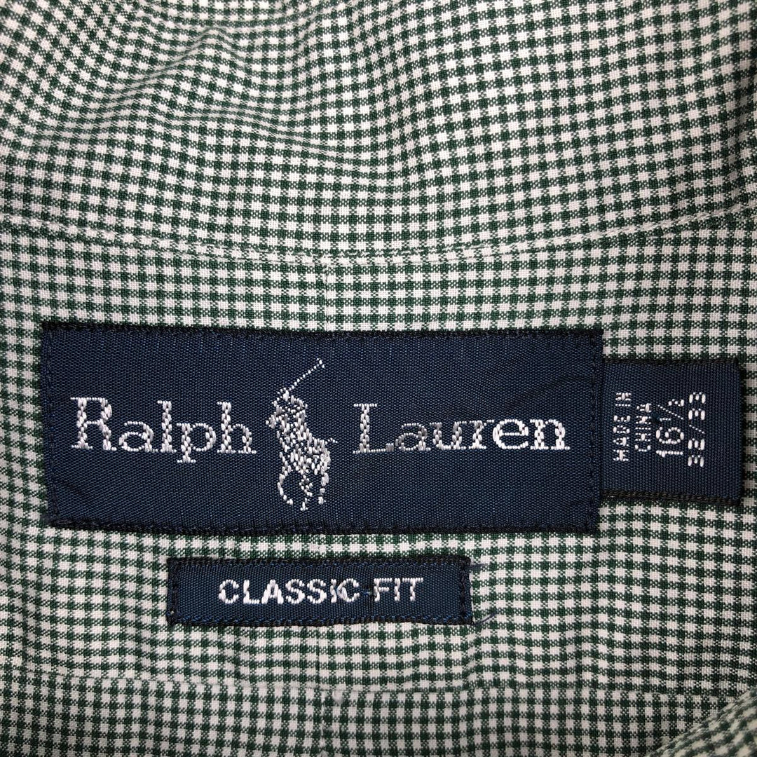 Ralph Lauren Classic Fit Long Sleeve Button Down Check Shirt Men's Size L cotton green type Vintage Second Hand
