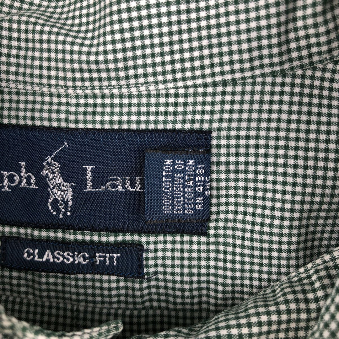 Ralph Lauren Classic Fit Long Sleeve Button Down Check Shirt Men's Size L cotton green type Vintage Second Hand