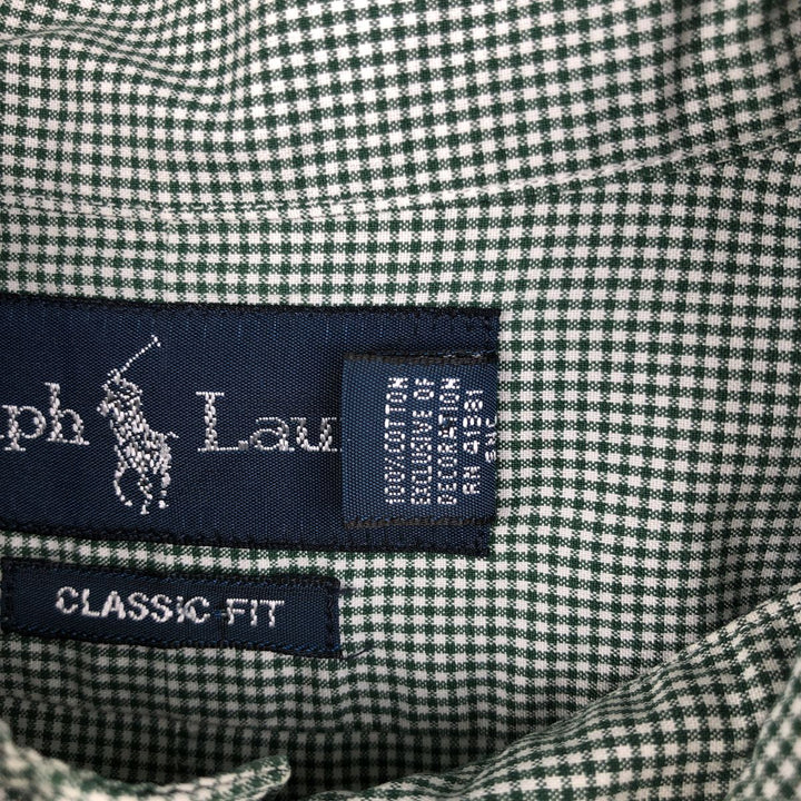 Ralph Lauren Classic Fit Long Sleeve Button Down Check Shirt Men's Size L cotton green type Vintage Second Hand