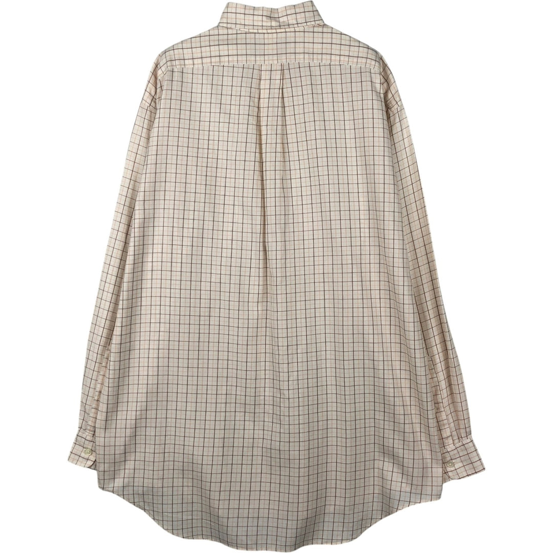 Ralph Lauren BLAKE long sleeve button down check shirt, men's size M cotton ivory Vintage Second Hand
