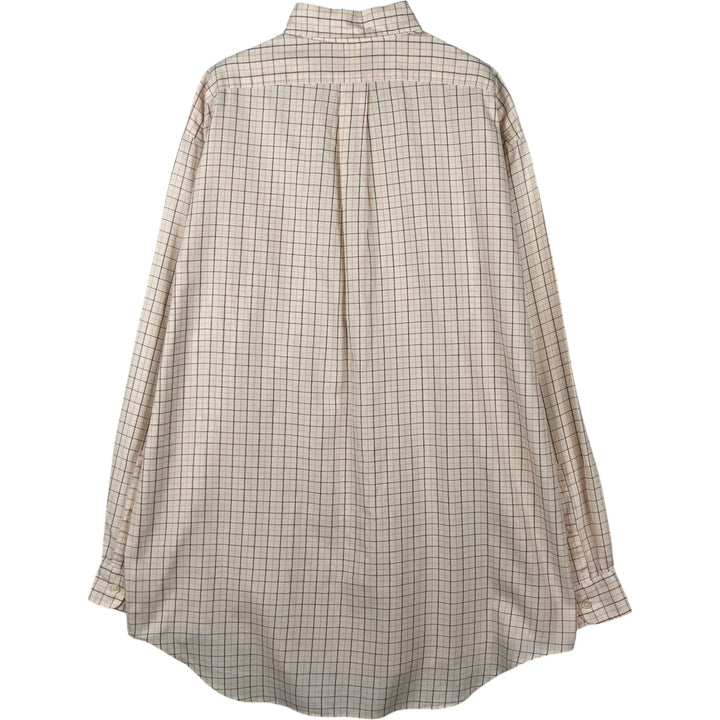 Ralph Lauren BLAKE long sleeve button down check shirt, men's size M cotton ivory Vintage Second Hand