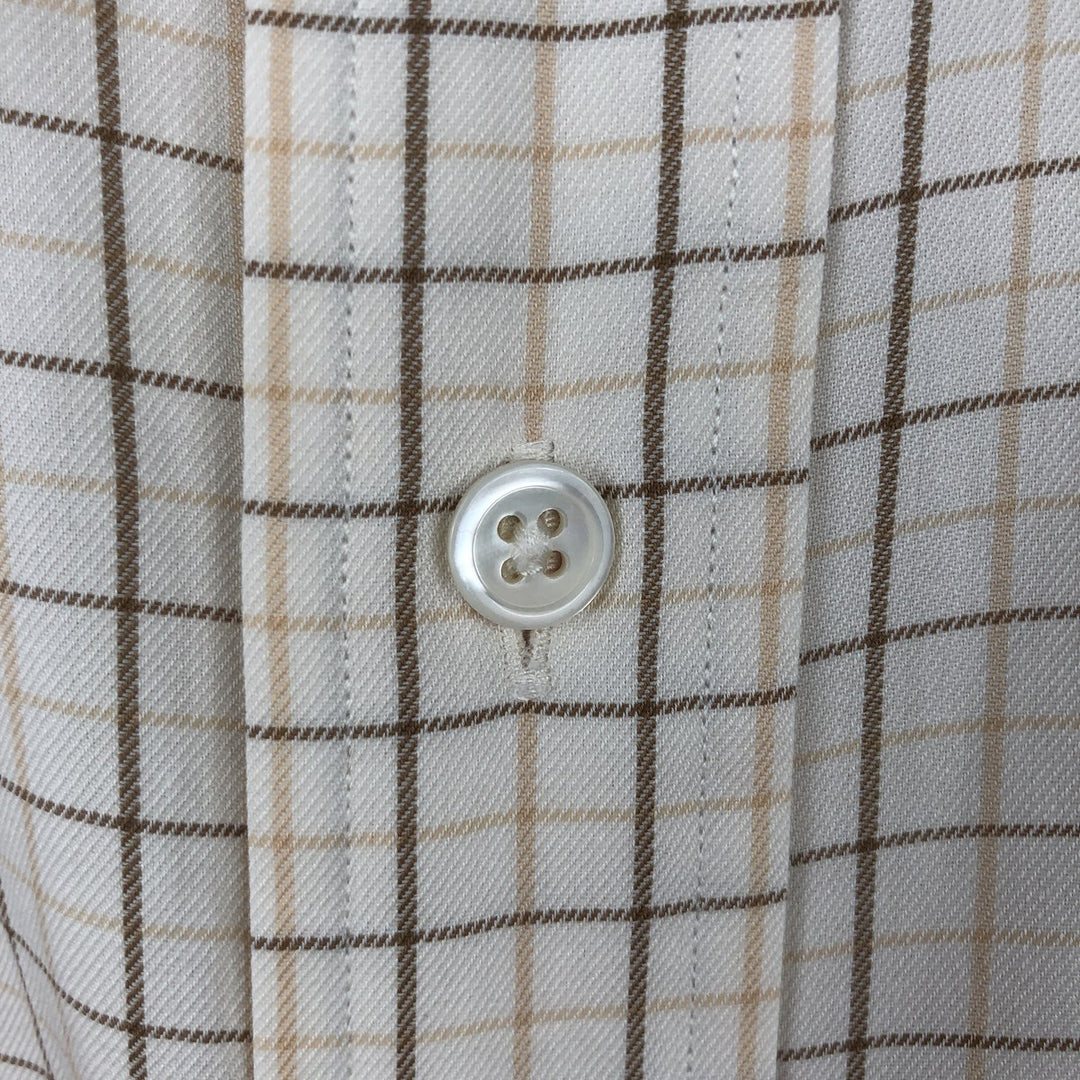 Ralph Lauren BLAKE long sleeve button down check shirt, men's size M cotton ivory Vintage Second Hand