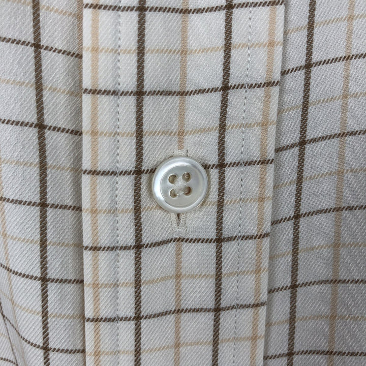 Ralph Lauren BLAKE long sleeve button down check shirt, men's size M cotton ivory Vintage Second Hand