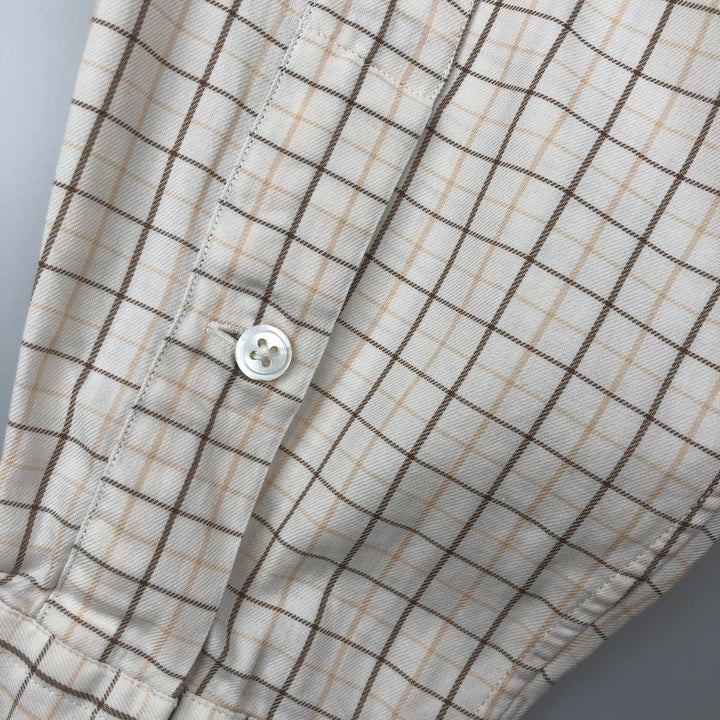 Ralph Lauren BLAKE long sleeve button down check shirt, men's size M cotton ivory Vintage Second Hand