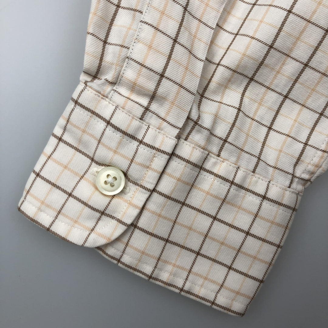 Ralph Lauren BLAKE long sleeve button down check shirt, men's size M cotton ivory Vintage Second Hand
