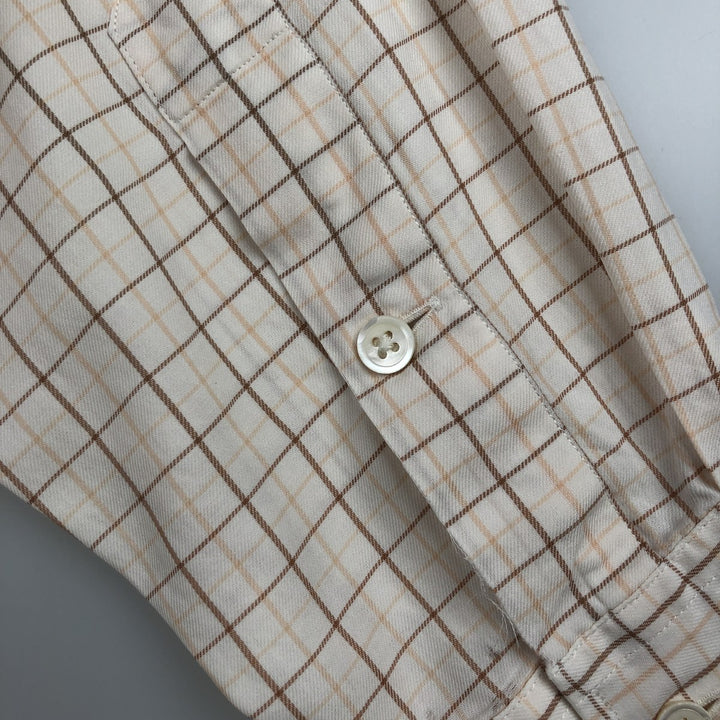 Ralph Lauren BLAKE long sleeve button down check shirt, men's size M cotton ivory Vintage Second Hand