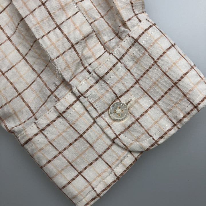 Ralph Lauren BLAKE long sleeve button down check shirt, men's size M cotton ivory Vintage Second Hand