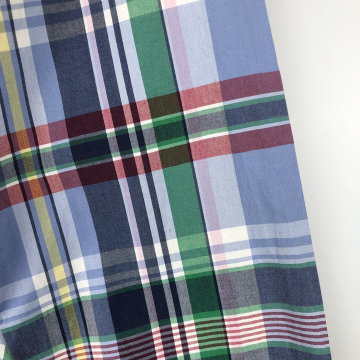 Ralph Lauren CUSTOM FIT Madras Check Long-Sleeve Button-Down Check Shirt, Men's Size S (approx.) cotton navy blue type Vintage Second Hand