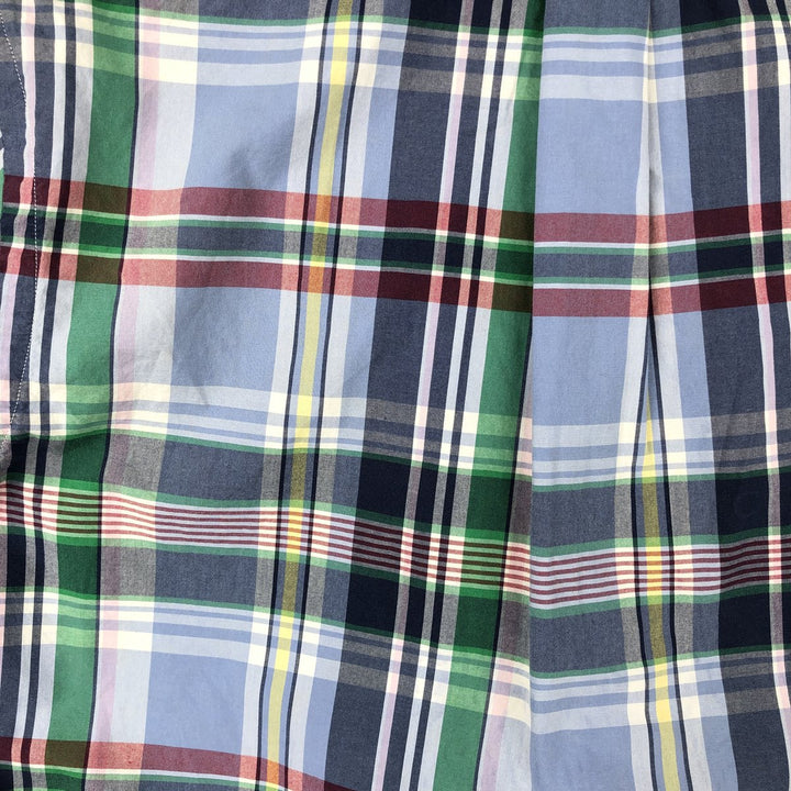 Ralph Lauren CUSTOM FIT Madras Check Long-Sleeve Button-Down Check Shirt, Men's Size S (approx.) cotton navy blue type Vintage Second Hand