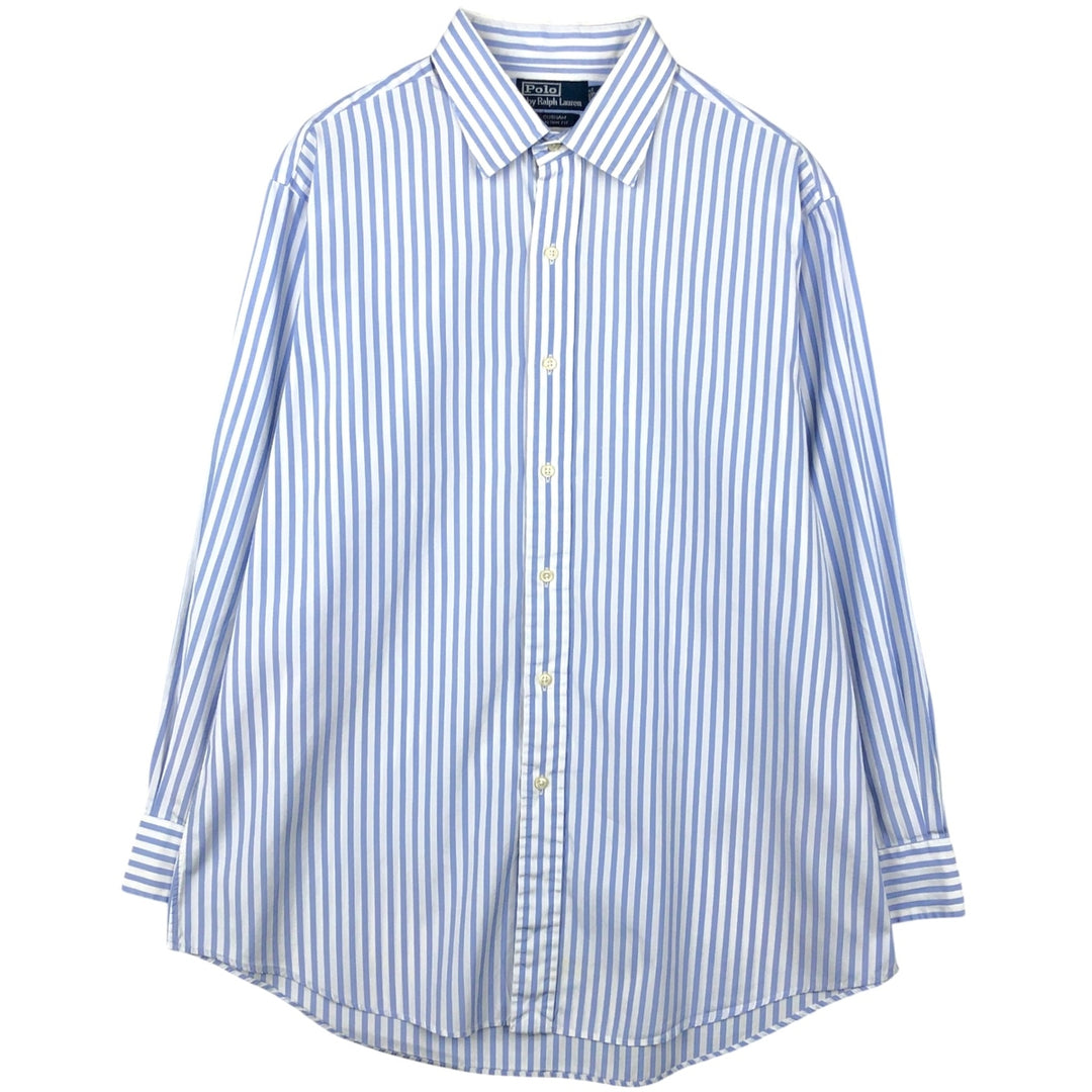 Ralph Lauren CURHAM Long-Sleeve Cotton Stripe Shirt, Men's Size XL (approx.) cotton Navy blue Vintage Second Hand