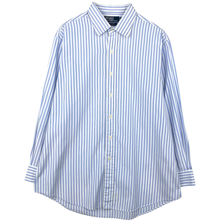 Ralph Lauren CURHAM Long-Sleeve Cotton Stripe Shirt, Men's Size XL (approx.) cotton Navy blue Vintage Second Hand
